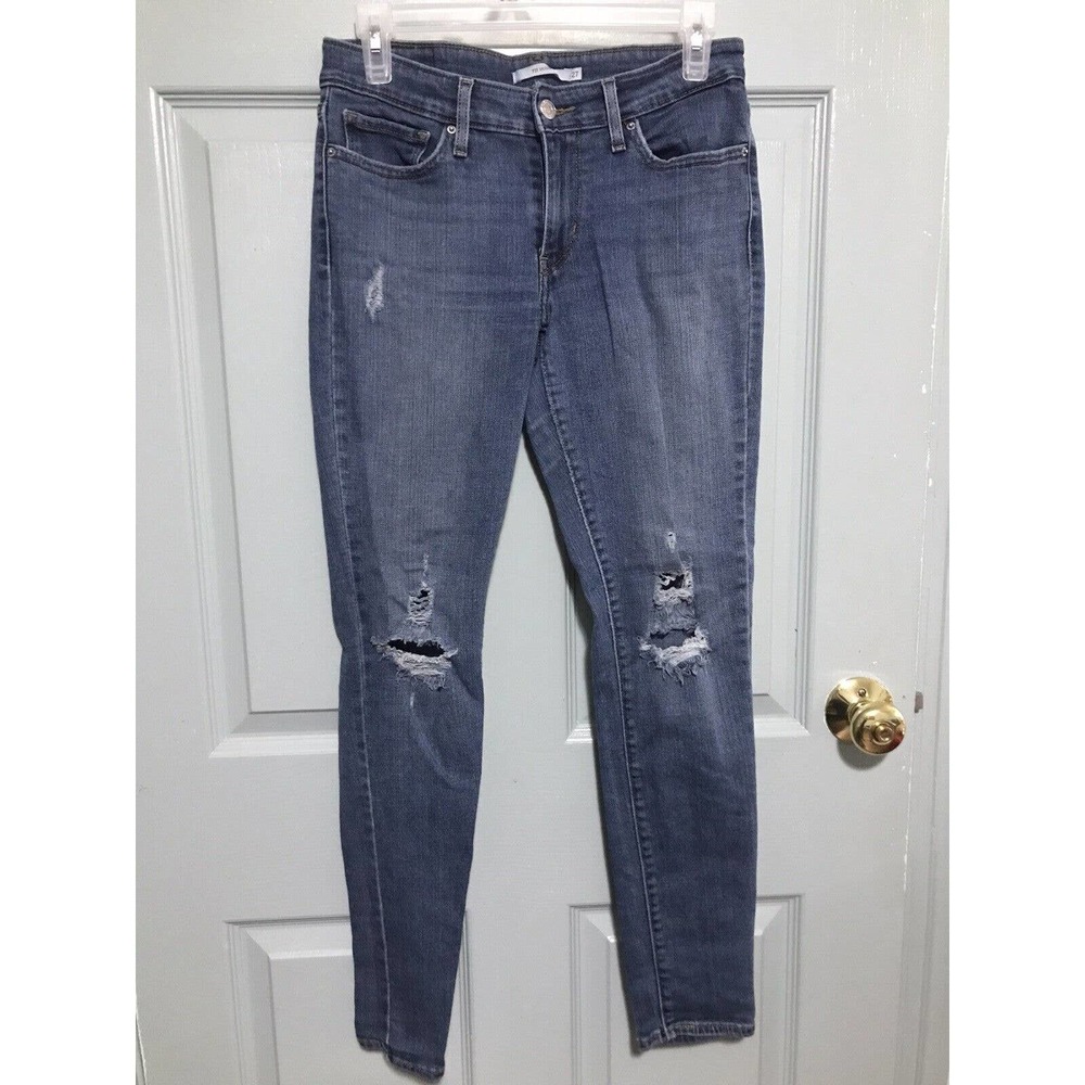 Levi's 711 Skinny Fit Jeans Women's Size 27 Mid Rise Denim Blue Cotton Blend
